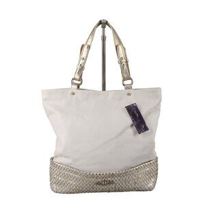 Elliott Lucca Cartagena $298 Ivory Gold Woven Pebble Leather 13x15 x 3 Purse